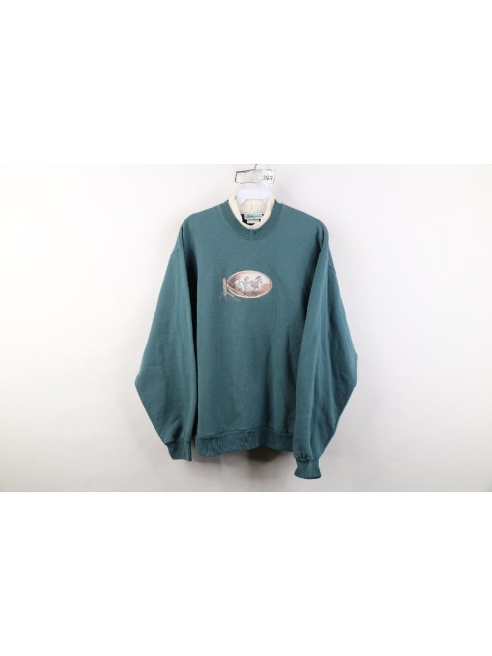 Vintage 90s Streetwear Womens Medium Faded Horse Equestrian Layered Sweatshirt